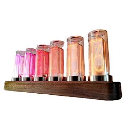 RGB-6BITS Nixie Tube Clock Wood Led Digital Watch Table Glow Tube Clock Alarm orologi elettronici retrò decorazione del Desktop regali