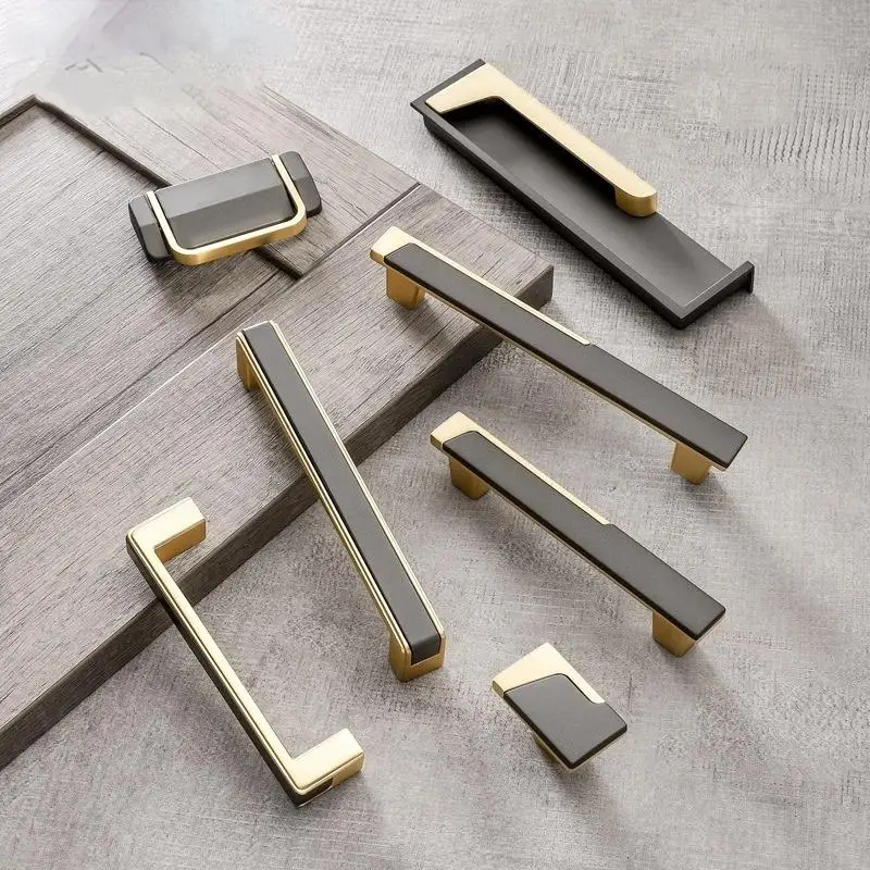 

Minimalist Nordic Gold And Grey Cabinet And Wardrobe Door-in-One American Drawer Wine Cabinet Handle Furniture Hardware-HMA5