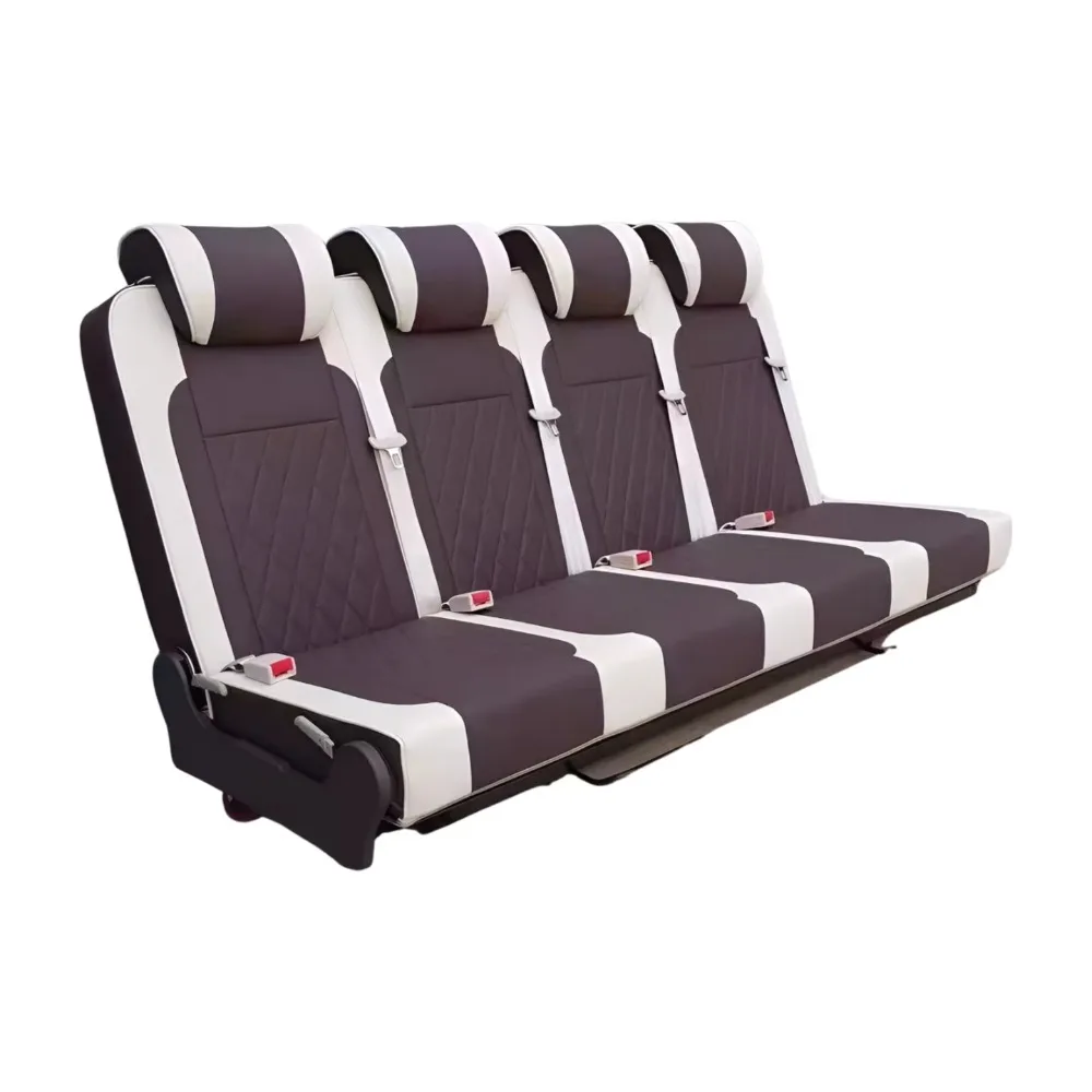 Custom Modified RV Folding Seat Van Adjustable Rear Sofa Seats with Comfort High-Low Back Leather Bed for Camper Vans Motorhomes