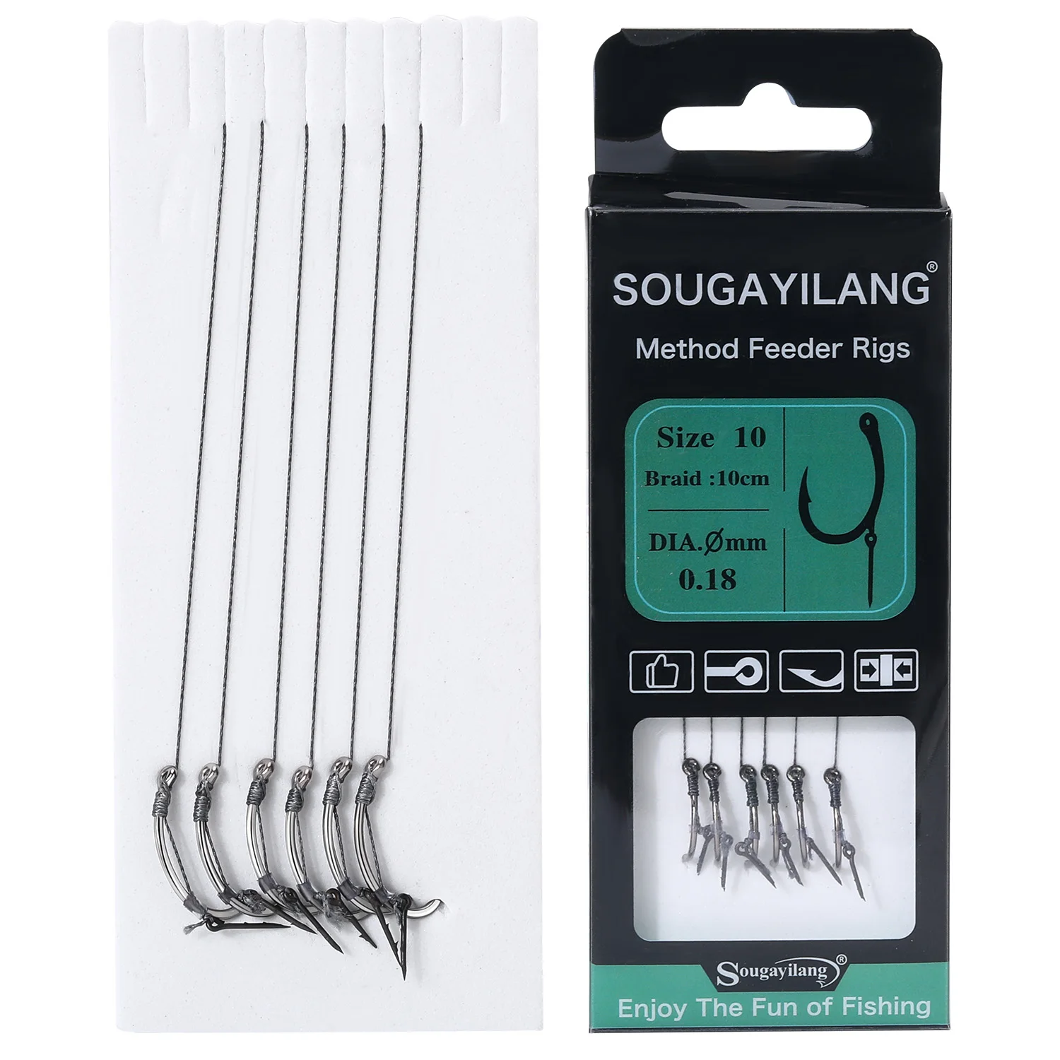 Sougayilang Europäischer Karpfen-Angelhaken, 6er-Set, scharf, mit mehreren Schichten Schleifverstärkung an der Spitze zum Karpfenangeln