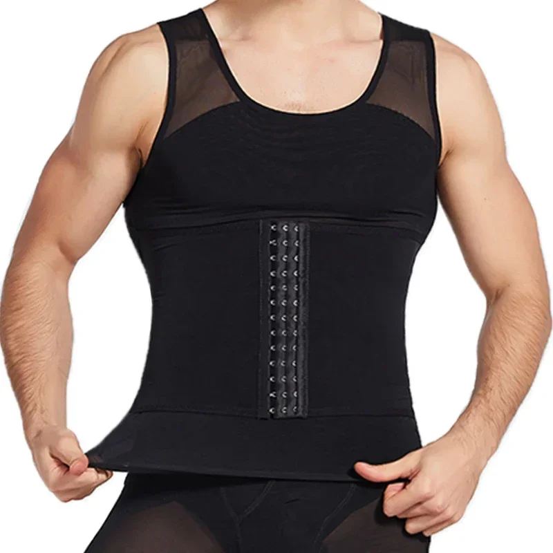 Mens Body Shaper Compression Vest Abdomen Shapewear Tummy Slimming Sheath Gynecomastia Shapers Corset Waist Trainer Fajas Tops