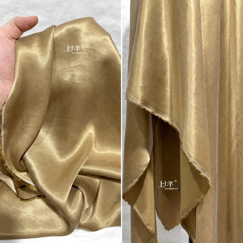 Satin Fabric Champagne Metal Wire Shirt Camisole Dress Cheongsam Fabrics Clothing Cloth Diy Sewing Material By The Meter