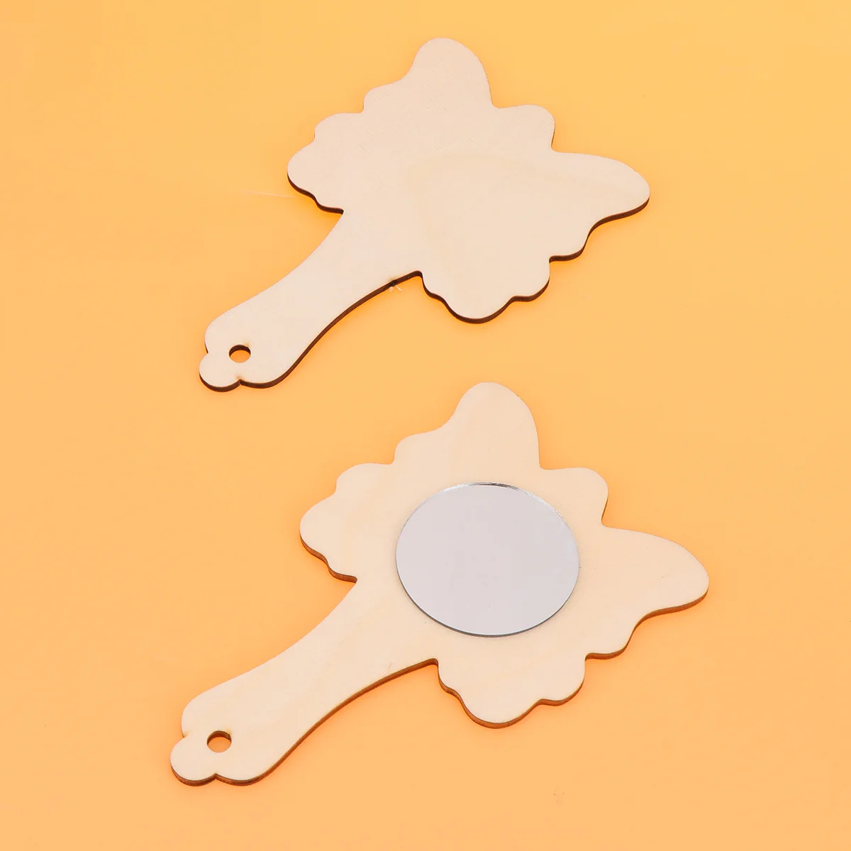 18Pcs Wooden Mini Mirror DIY Handheld Painting Crafts Creative Educational Gifts Kids Fun Decoration Wooden Mirror