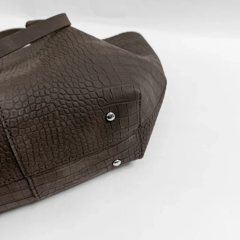 Elegante Krokodil-Prägung Leder-Handtasche für Damen Luxus-Designer Große Kapazität Schultertasche Breitflügel-Handtasche – Detail 6