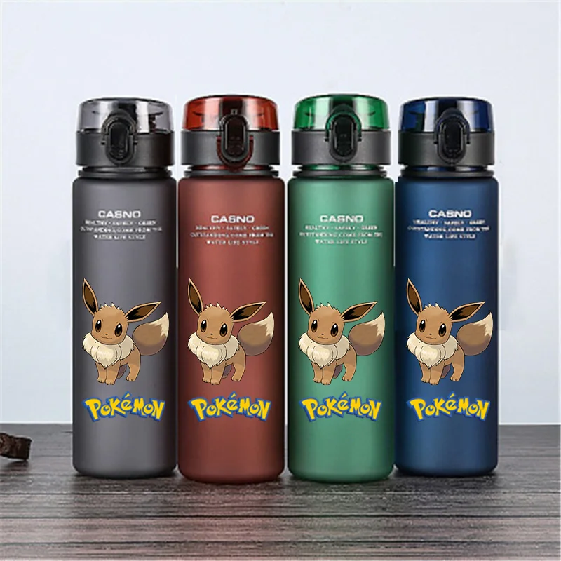 560ml Children Pokemon Anime Cartoon Pikachu Matte Sports Plastic Cup for Men and Women Creative Portable Student Water Bottle C