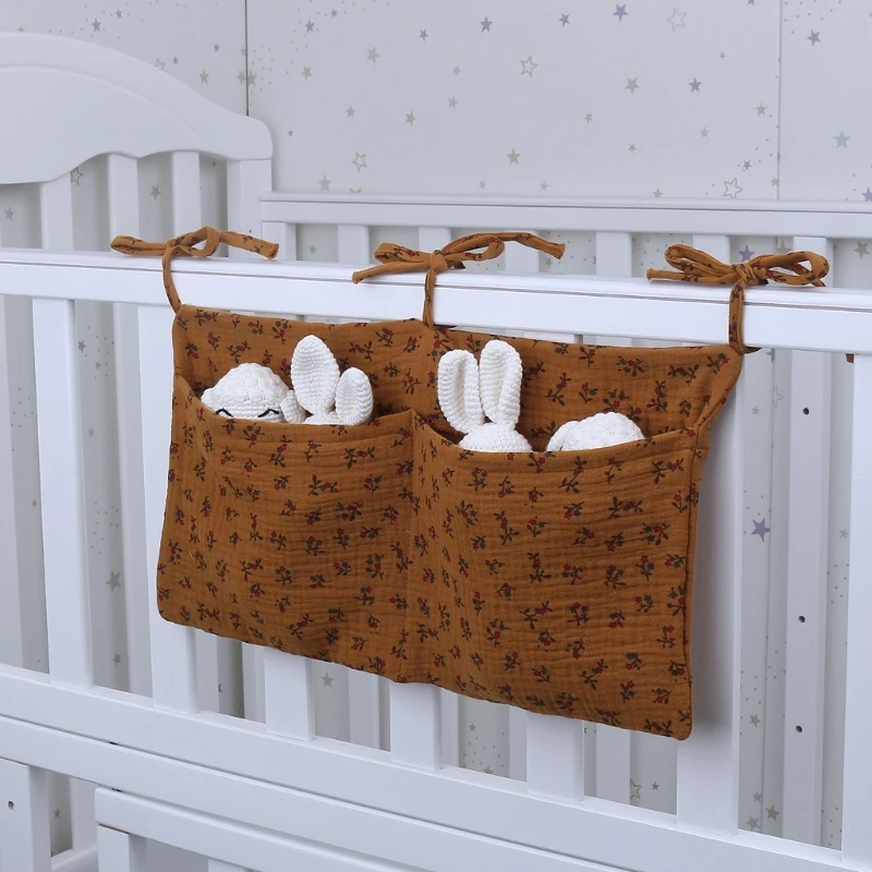 Tas Penyimpanan Gantung Tempat Tidur Bayi Mainan Tempat Tidur Bayi Katun Kantung Popok untuk Set Tempat Tidur Bayi Tas Toko Popok