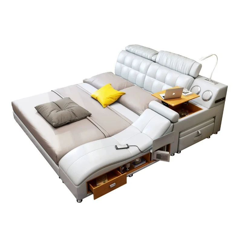 

//Luxury Microfiber Leather Tech Fabric Multifunctional Solid Wood Frame Bedroom Sofa Bed Electric Massage Bluetooth Speaker