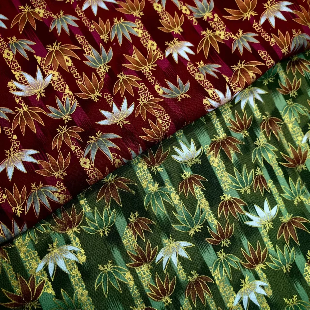 DIY handmade fabric, Japanese wind exquisite bronzing cloth, bamboo maple leaves, half a meter price