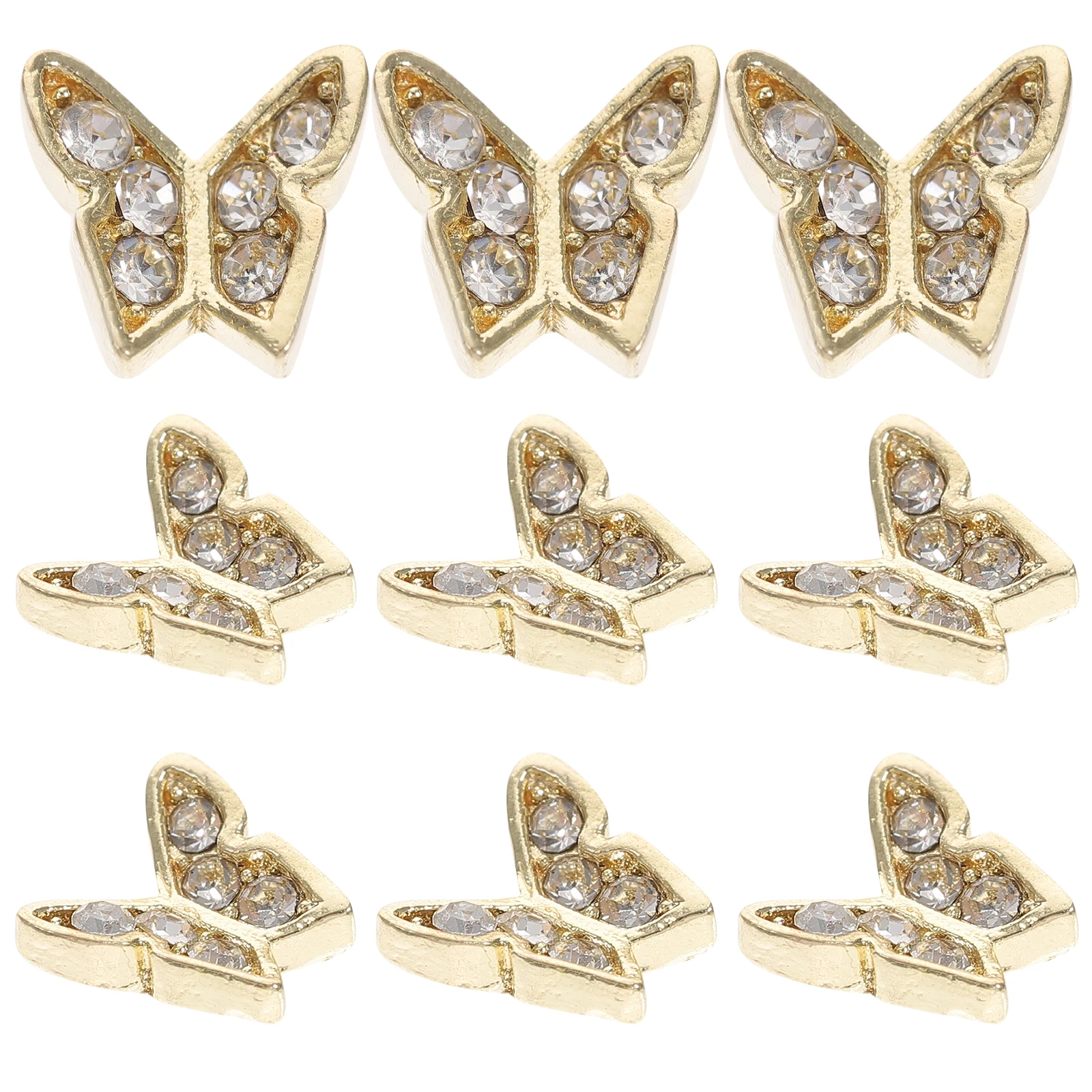 

20pcs Golden Amulet Heart Gems Butterfly Charms Nail Decor Accessories Jewelry Elegant Brightness Durable 3D Style