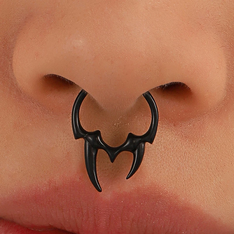 Gothic Irregular Horn Nose Clip Non Piercing Fake Nose Ring Non Perforation Body Jewelry