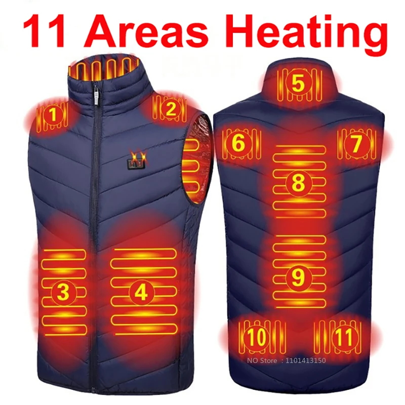 

S-7XL Heating Jacket 9/15 Heated Vest Zones Electric Heated Vest Waistcoat Thermal Clothing USB Heating Jacket for Camping