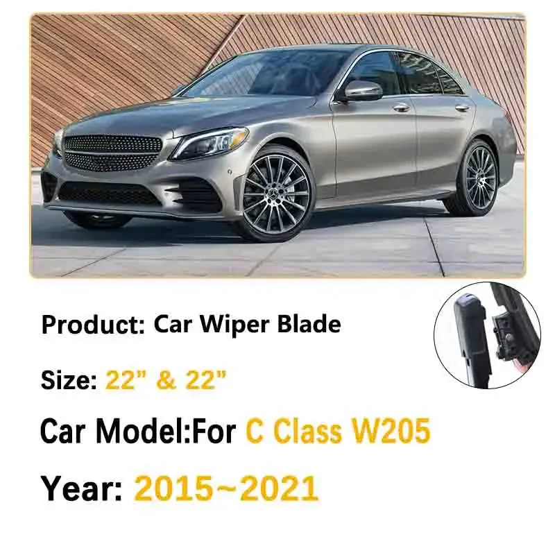 

For Mercedes Benz C Class W205 2015~2021 Front Windshield Wiper Blades, Car Windshield Accessories Front Wiper Blades
