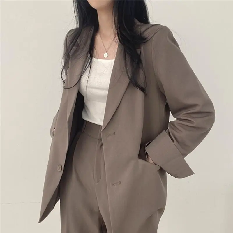 Faionable Loose Women's Suit Jaet Casual High-End Feel Spring Autumn New Sle Vintage Personali Small Western Clothes