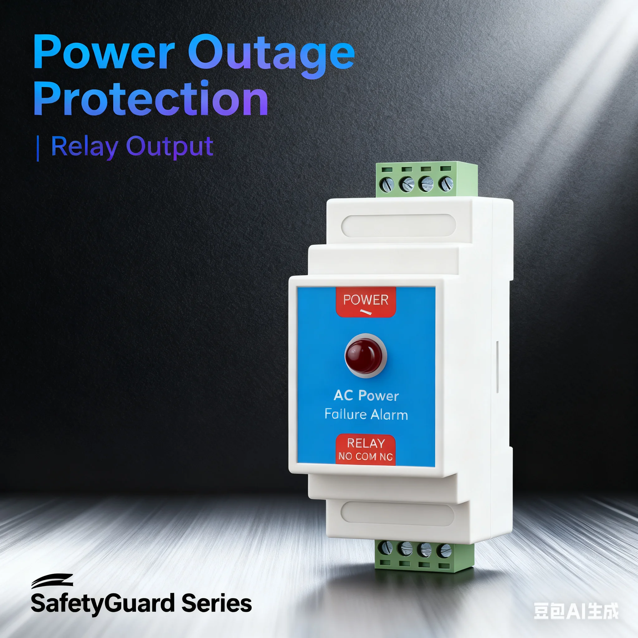 

AC Power Failure Alarm Relay (220V/380V) - Phase Loss Detector, NO/NC Output, DIN Rail Mount, High Reliability for Box