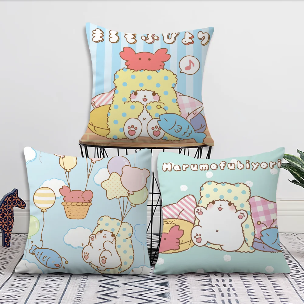 MINISO Kawaii M-Marumofubiyori cushion cover Sofa Living Room Bedroom Headboard Backrest Cushion Square Cushion Nap Time Pillow