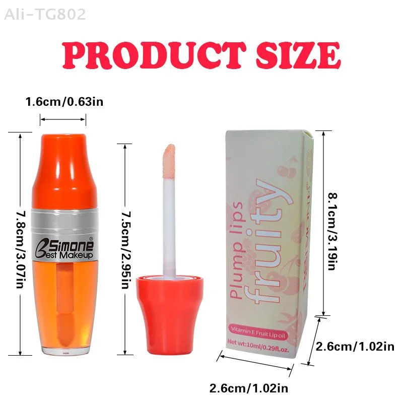 BSIMONE 1Pc 10ML Fruit Lip Gloss - Transparent Moisturizing Lip Oil Nourishes Long-Lasting Waterproof Liquid Lip Cosmetics