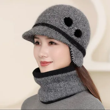 Chapéu e cachecol feminino 2 peças conjunto inverno novas senhoras de malha quente chapéu moda tendência bonés femininos
