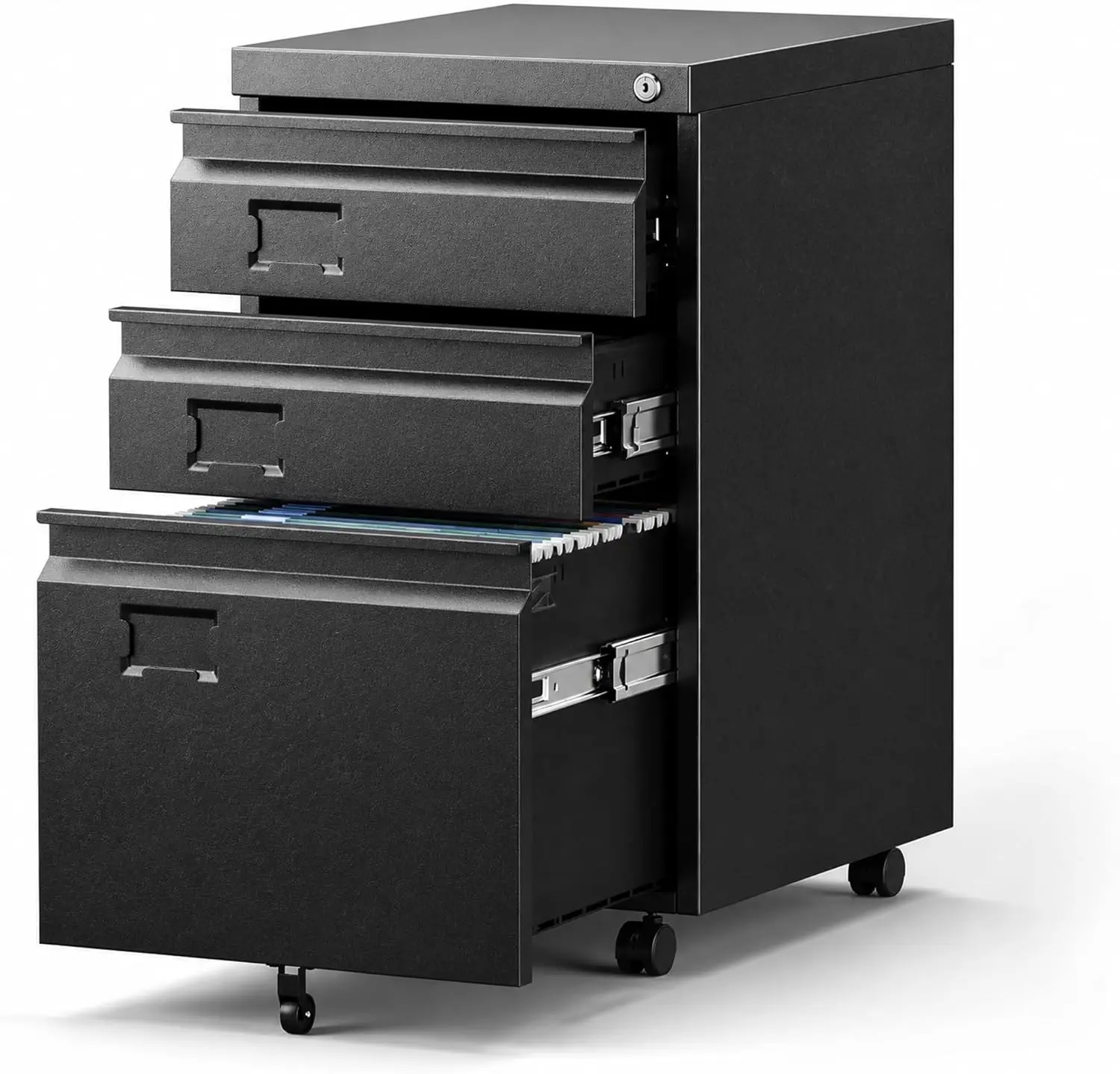 

3 Drawer File Cabinet with Lock, Heavy Duty Mobile Metal Filing Cabinet for Home Office, Under Desk Storage, Fits Legal/Letter/A4, Assembly Required