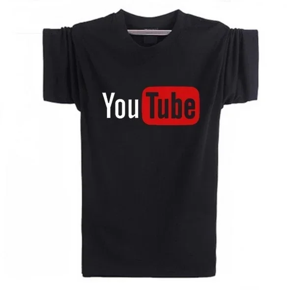 2023 YouTube Logo Print Men T Shirts Tees Brand Tops Casual Custom Male Short-sleeved T-shirts