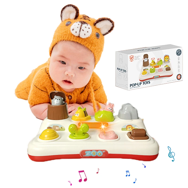 Animali giocattolo pop-up per bambini Scatola con pulsanti interruttori nascosti Ordinamento colori Animali 18-36 mesi Giocattolo educativo Montessori Regali per bambini