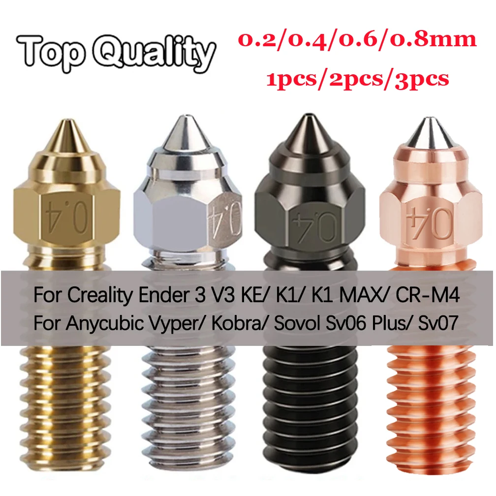 High-speed Volcano Nozzle Brass Copper Plated Hardened Steel For Creality K1/K1 Max/ Anycubic Vyper/Kobra / Sovol Sv06 Plus/Sv07