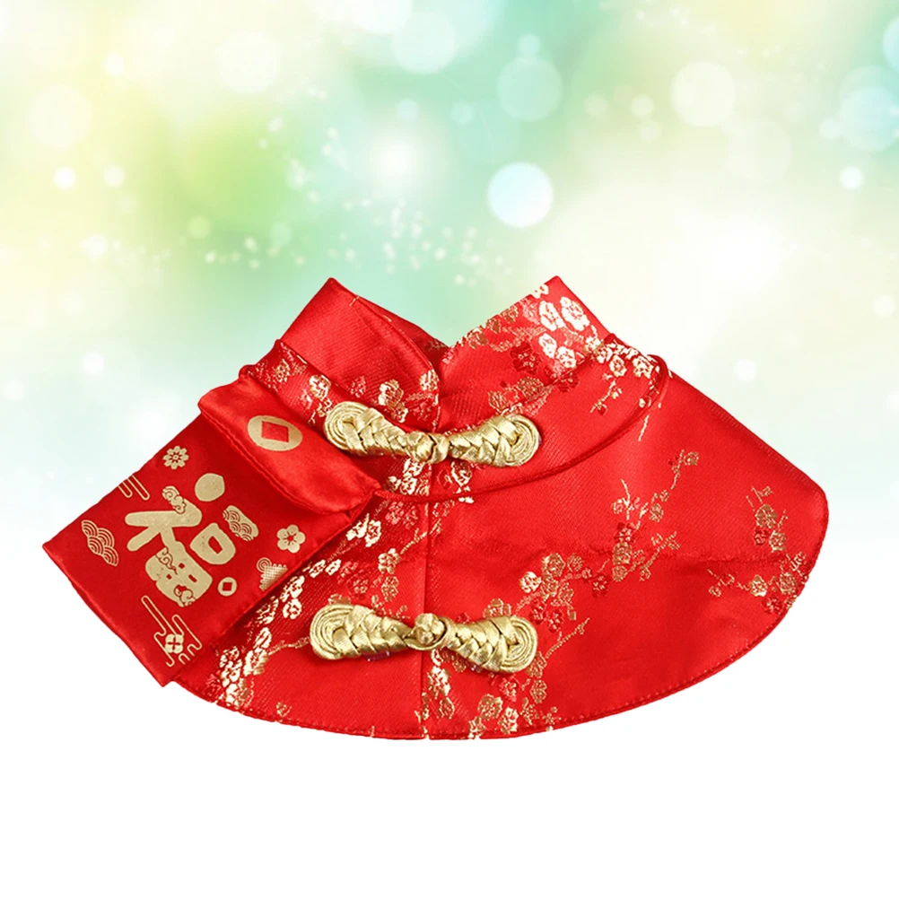 

1pc New Year Pet Cat Chinese Style Coat Thick Warm Comfortable Easy Wear Dog Cat Cloak Winter Outdoor Party Red L Size