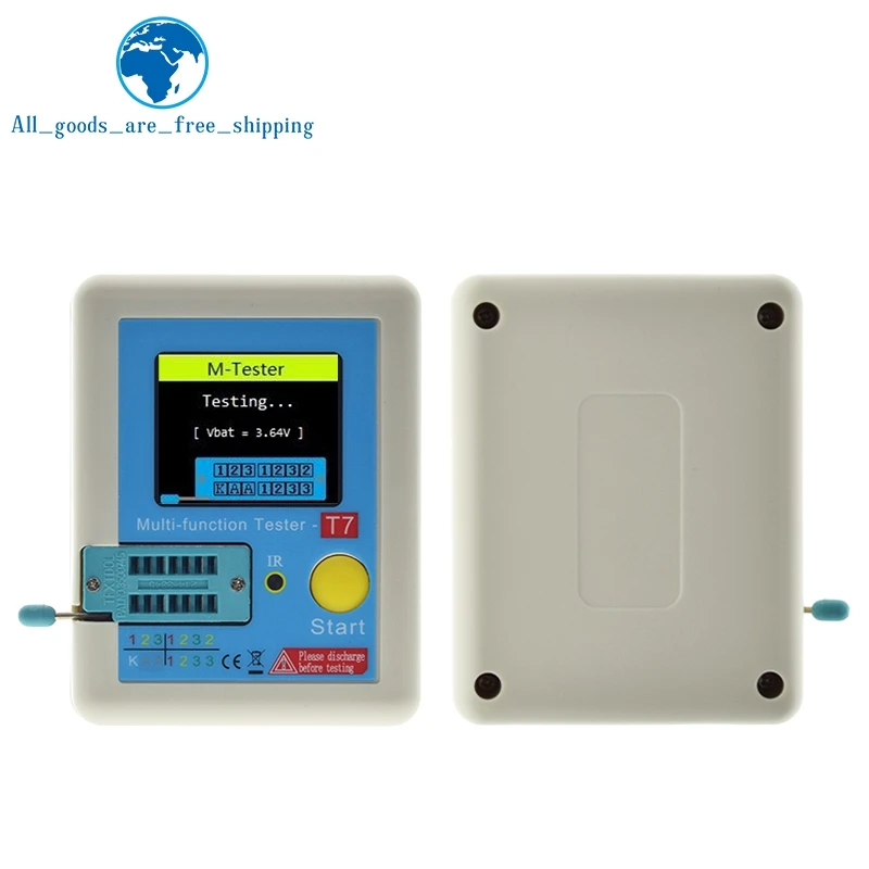 LCR-T7 T7 الترانزستور تستر TFT ديود صمام ثلاثي السعة متر LCR ESR متر NPN PNP MOSFET IR متعددة الوظائف تستر المتعدد