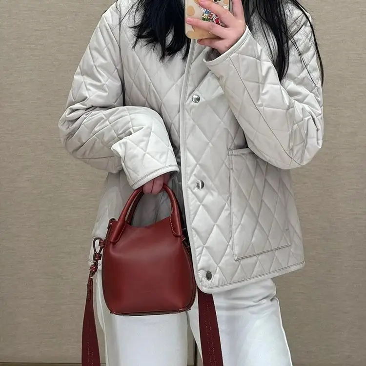 

Классическое двустороннее хлопковое пальто с шерстяным воротником Jaet Diamond Stitch, женская модная зимняя верхняя одежда от Twosevenandtee