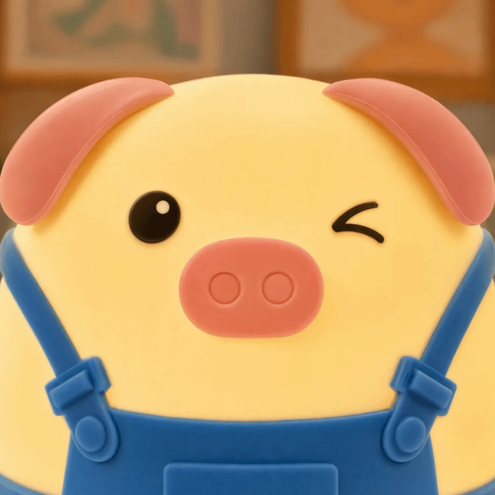 Soft Eye-Care Pig Silicone Night Light Warm Glow Eye Protection Sleep Companion Lamp Portable Cute Pig Shape Smart Night Light
