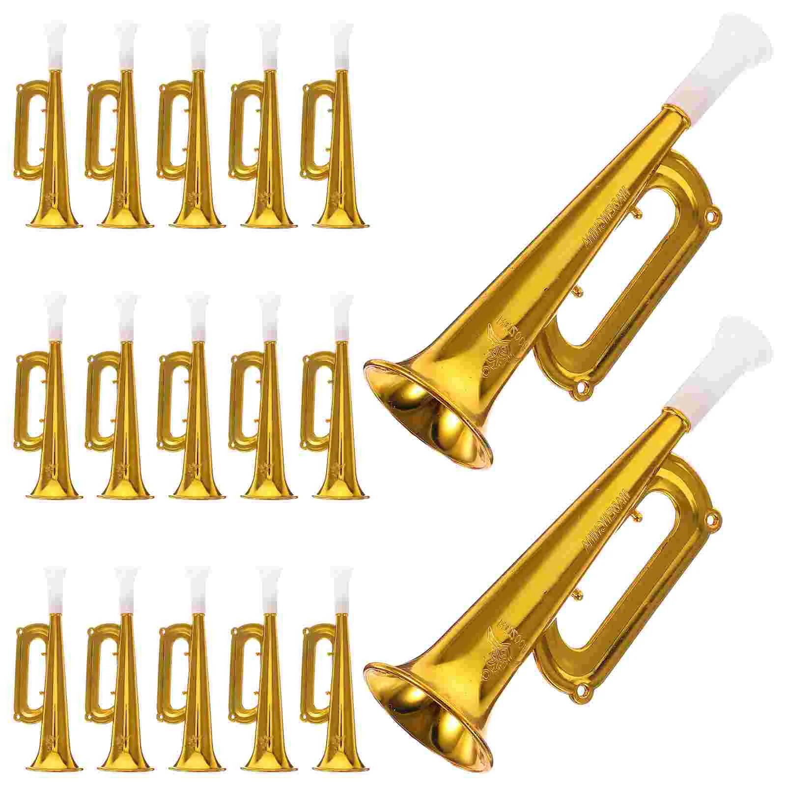 18pcs Golden Plastic Trumpet Toys Promotional Props Loudspeaker Kids Noise Making Tools Cheering Hornr)