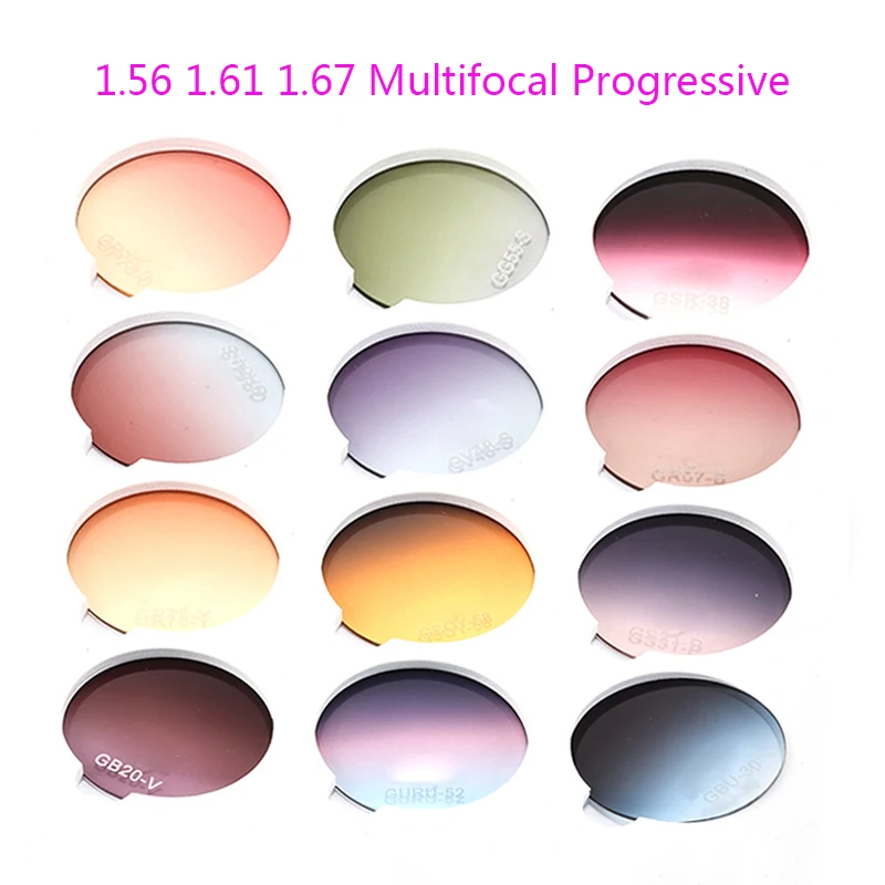

2 PCs 1.56 1.61 1.67 Colorful Glasses Lenses Multifocal Prescription Anti Blue Light Myopia Progressive Optical Sunglasses Lens