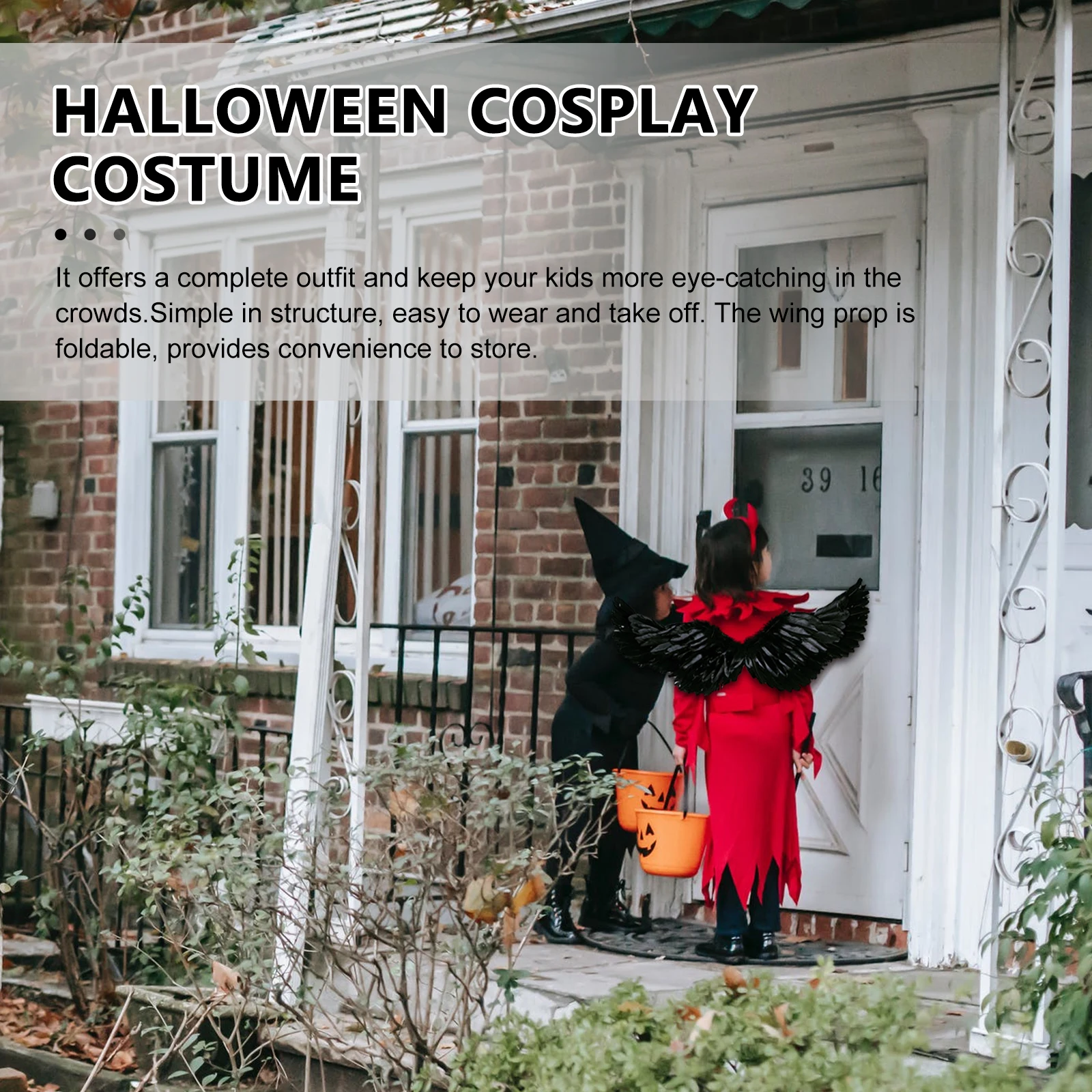 

Halloween Costume Black Children Cosplay Suits Boys Role Play Medium Adult Foldable Wing Props Stage Clothes