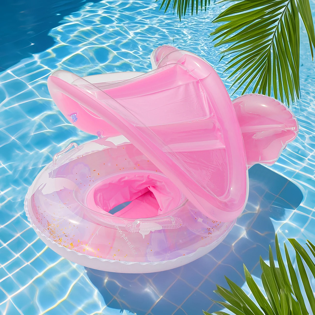 1PC Canopy Pool Float Ring, Inflatable Swim Tube, Swimming Accessories, For Summer Water Sports, Swim Ring, Pool Float Gear