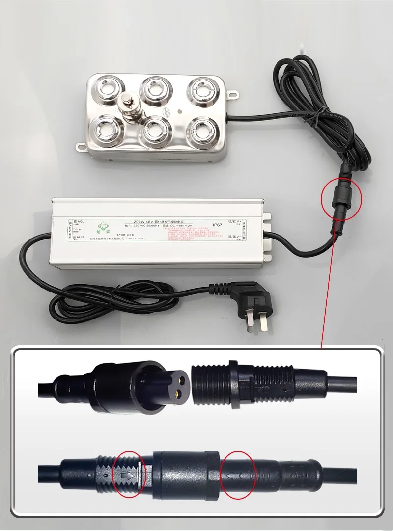 DC 48V 6 헤드 가습기, 110V 220V 전원 공급 장치 포함, 공기 가습기, 풍경 안개 기계, 안개 메이커 포거