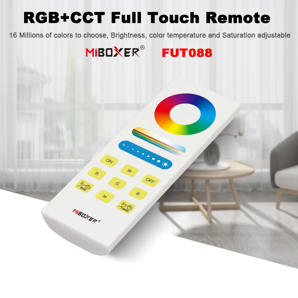 Miboxer MiLight FUT088 1-Zone 2.4GHzRF Timing Full Touch Remote Function for RGB+CCT RGB RGBW Lamps/LED Controller