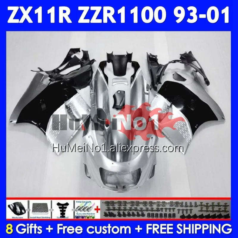 ZZR1100 For KAWASAKI NINJA ZX Silvery black 11R ZX11 R 93 94 95 96 97 223No.4 ZX-11R ZX11R ZZR 1100 1998 1999 2000 2001 Fairing