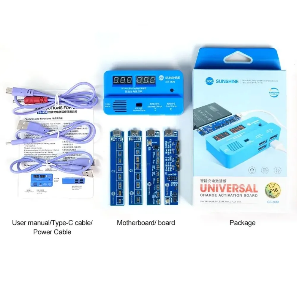 

Универсальная плата зарядного устройства - инструмент активации SUNSHINE SS-909 для IPhone 6G-16PM Xiaomi Samsung Huawei IPad Ремонт телефона