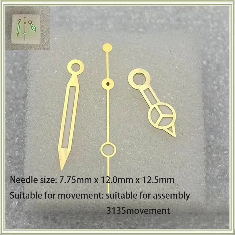 Watch accessories for 3135 needles, time, minutes, seconds, three needles, 116655 green luminous 023