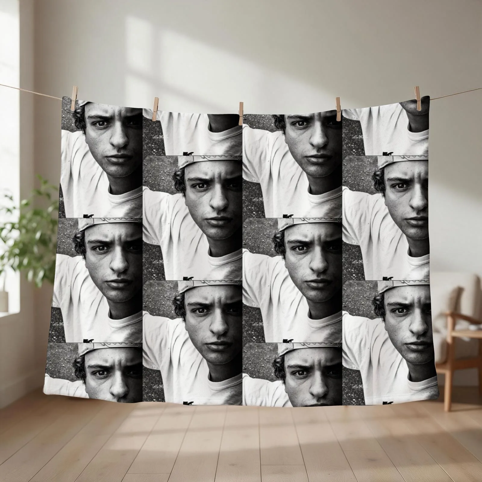 Funky Boy J Fryer Cap Black and White Photo Funkanometry Edit Throw Blanket Hair Decorative Beds Comforter Bed covers Blankets