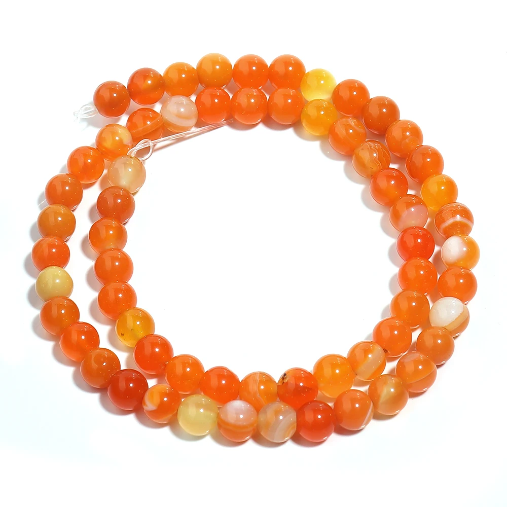 1 Strand Orange Natural Agate Loose Beads Gemstone Round Beads Natural Stone for Jewelry Making DIY 4/6/8/10/12mm