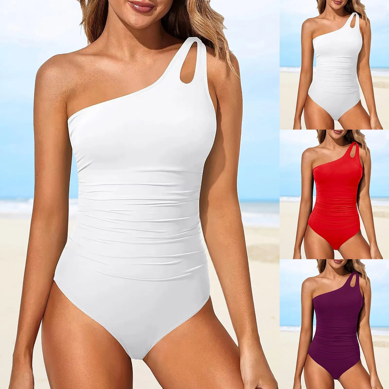 Swimwear Women'S Lingerie Elasticity Slanted Shoulder Hollow Sexy Women'S Swimsuit Large Size Swimming Beach Vestidos De Playa