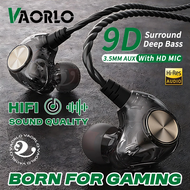 HIFI Heavy Bass Wired Earphone 3.5mm AUX In Ear Gaming Headset Dynamic Music Headphones Stereo Noise Cancelling Earbuds With Mic