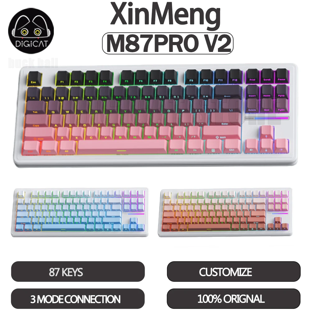 

Механическая клавиатура XinMeng M87Pro V2, 3 режима, USB/2,4G/Bluetooth, беспроводная клавиатура, Игровая клавиатура, RGB прокладка, индивидуальная клавиатура