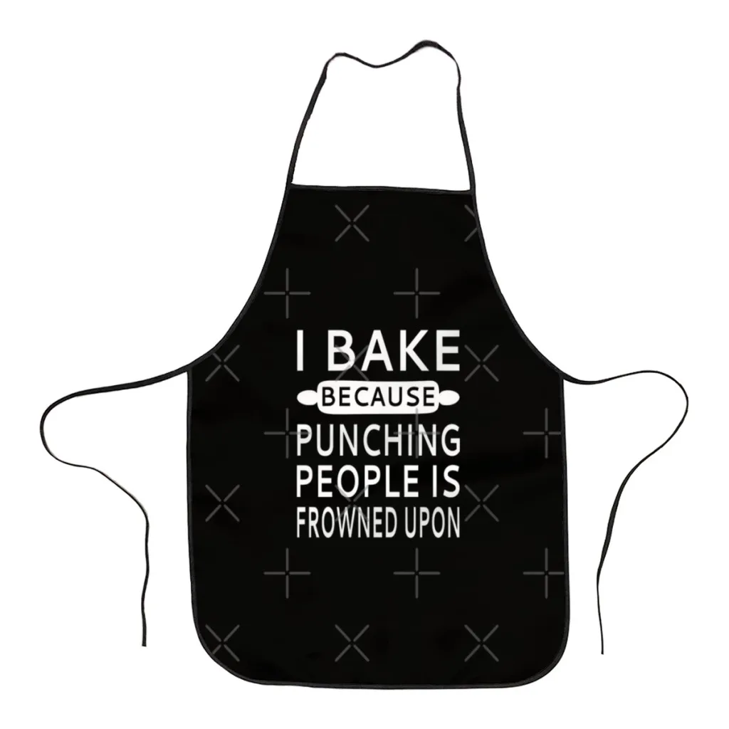 

Fashion I Bake Because Punching People Is Frowned Upon Apron Store Logo For Women Gift Composite Fabric Cleaning Pinafore