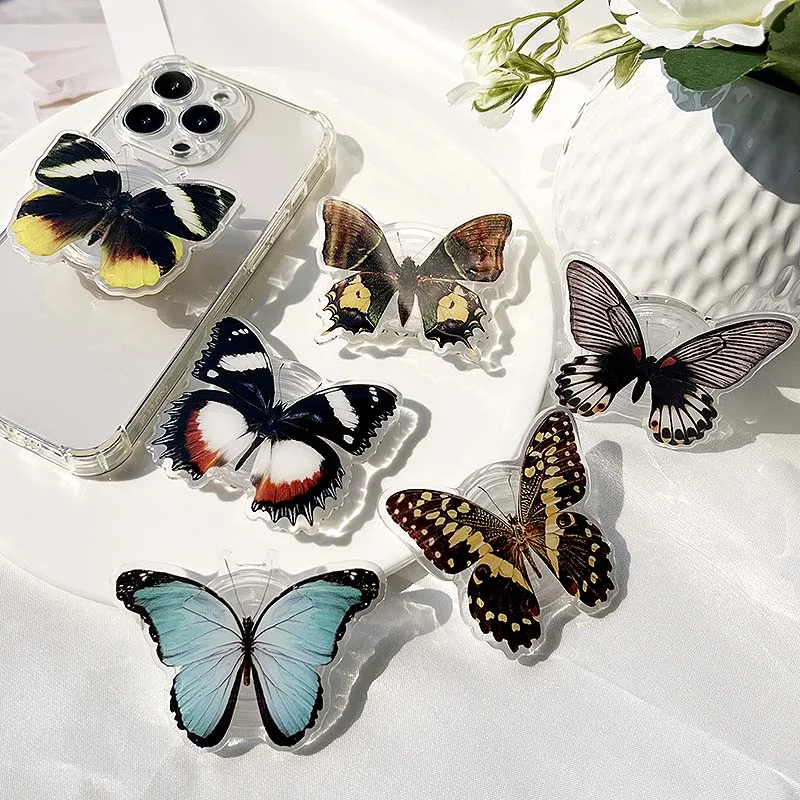 Socket Folding Grip Tok Bionic Butterfly Phone Holder 3D Effect Transparent handle insect phone Stande