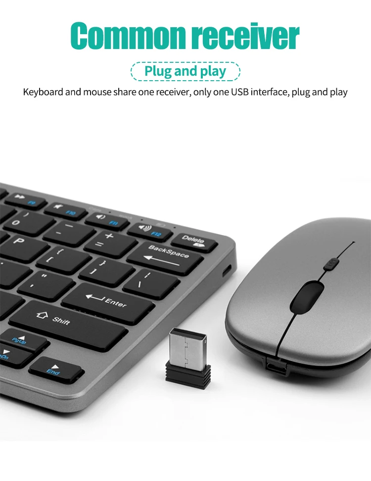 Set Tastiera E Mouse Wireless Retro Mobifice, Ultrasottile E Silenzioso Con Ricevitore 2,4 GHz E Custodia Silicone, Per PC, Mac, Tablet (Rosa Pesca)