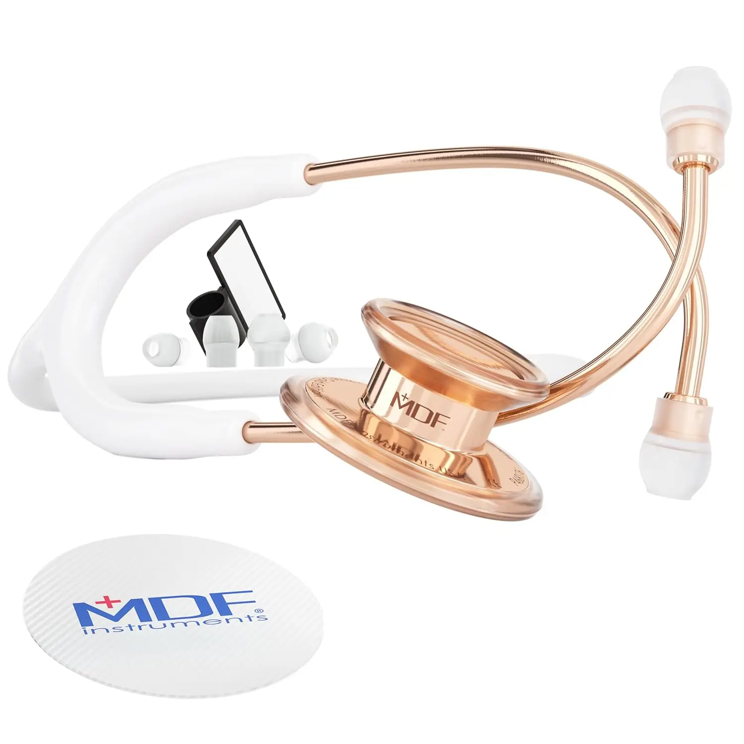 

RoseGold Stainless Steel Stethoscope for Adults with White Tube, Dual Head Design for Accurate Heart and Lung Sounds