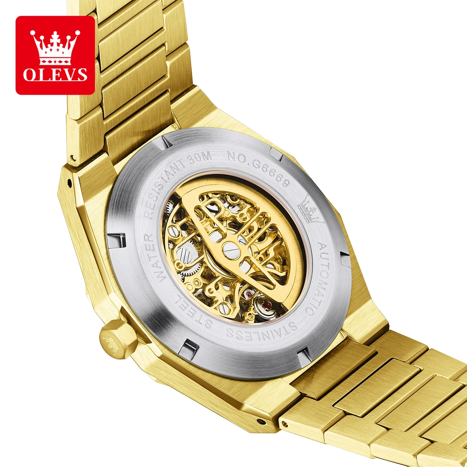 ساعة رجالية ماركة OLEVS أوتوماتيكية بالكامل ساعة ميكانيكية مجوفة موضة تريند 6669 #2