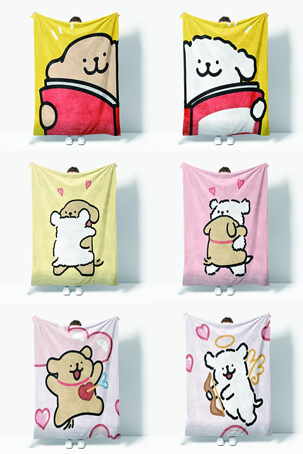 Cute Line dog Series Couple Blanket Cartoon Print Warm Flannel Soft Home Travel Bed Blanket couple lover children Birthday Gift