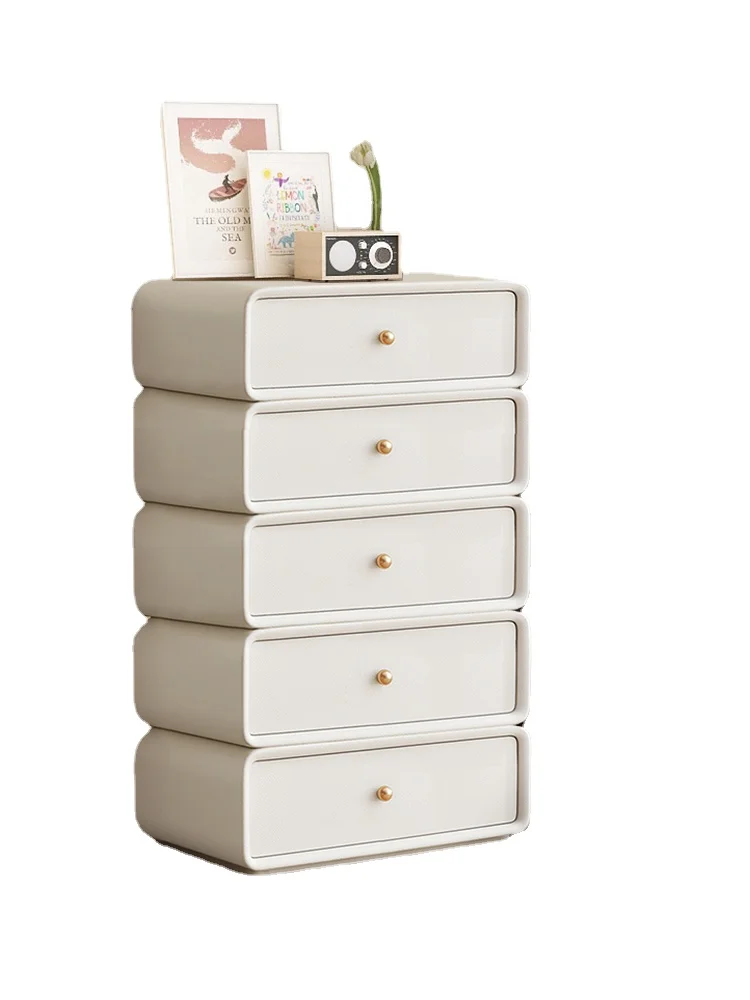 YY Cream Style PU Leather Customizable Chest of Drawers Multi-Function Locker